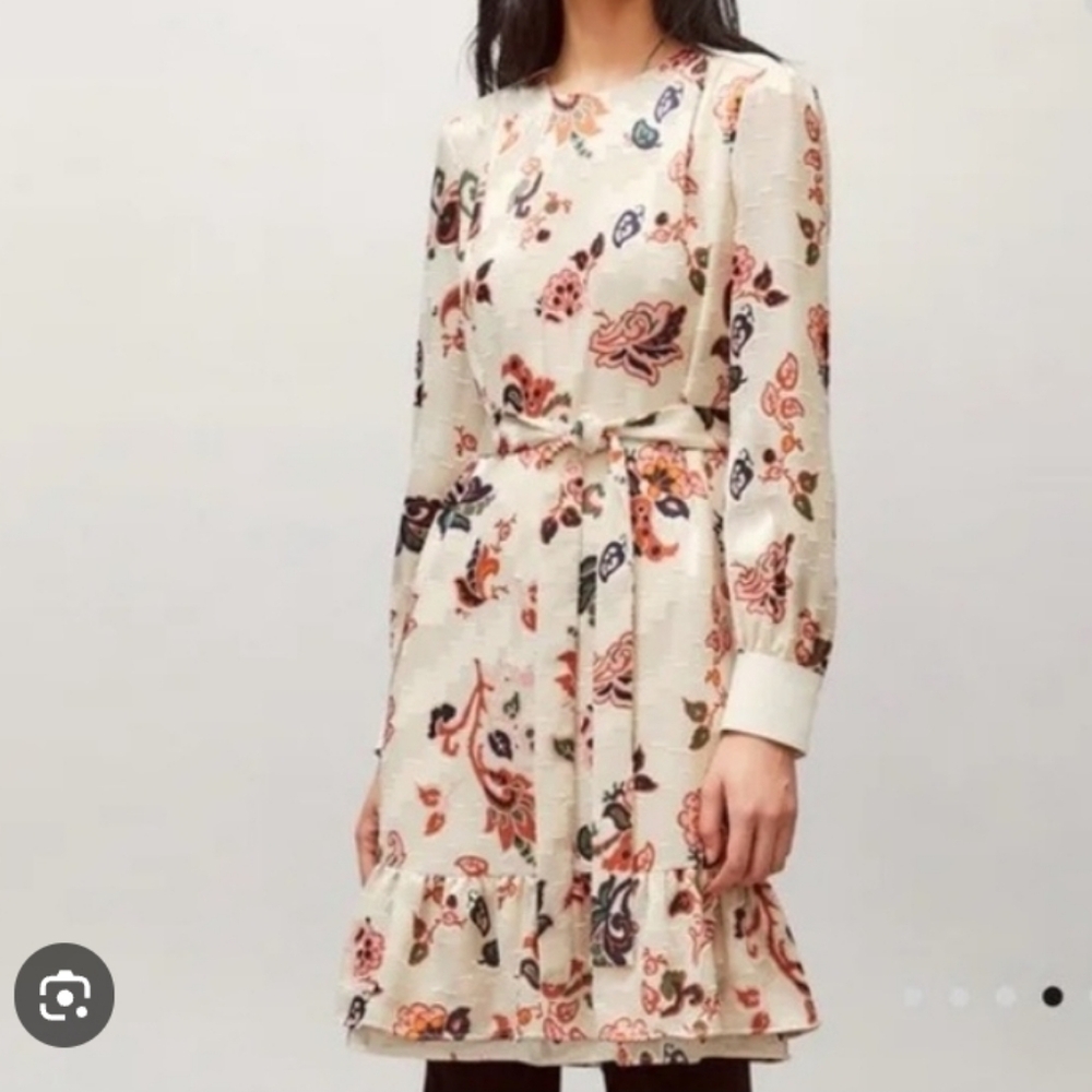 Floral Print Long Sleeve Dress Tory Burch  Burnout